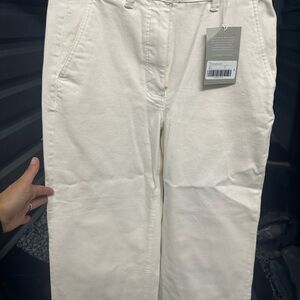 Everlane Off-White Wide-Leg Crop Pants